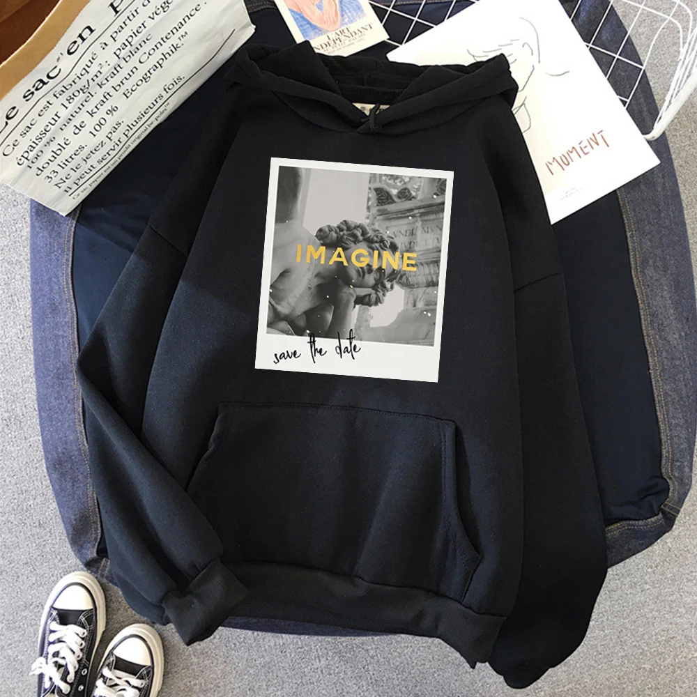 

Statue Vorstellen Druck Hoodie Herren Warme Fleece Herbst Sweatshirts Trendy Casual Pullover Oversize Lose Warme
