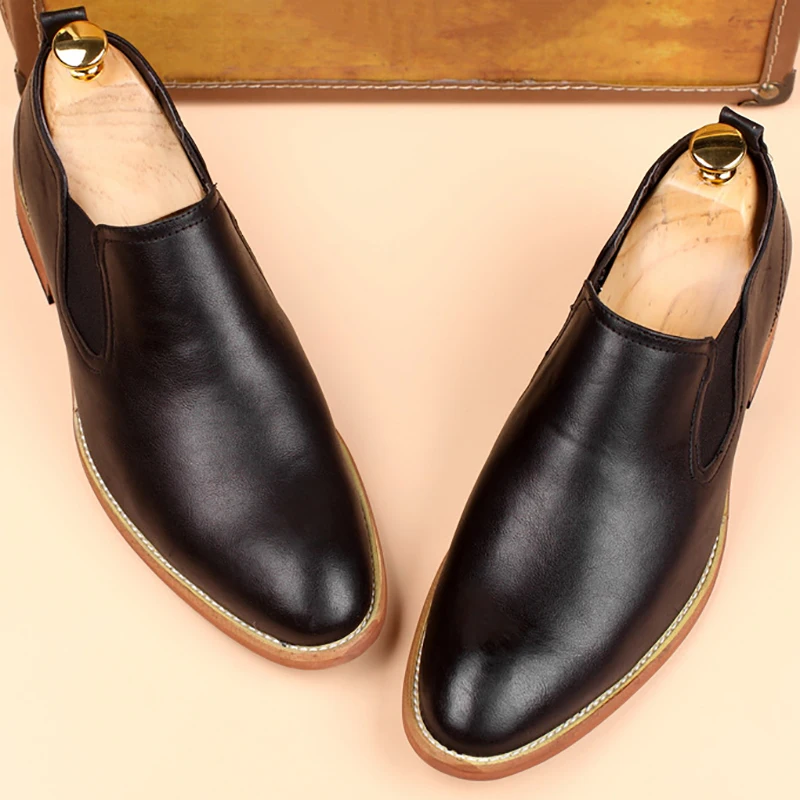 Классические деловые мужские модельные туфли из натуральной кожи модные