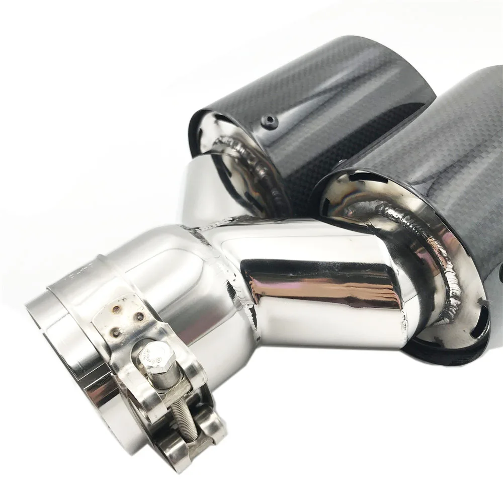 Глянцевые Углеродные выхлопные трубы Y образной модели 1 шт. двойные концевые