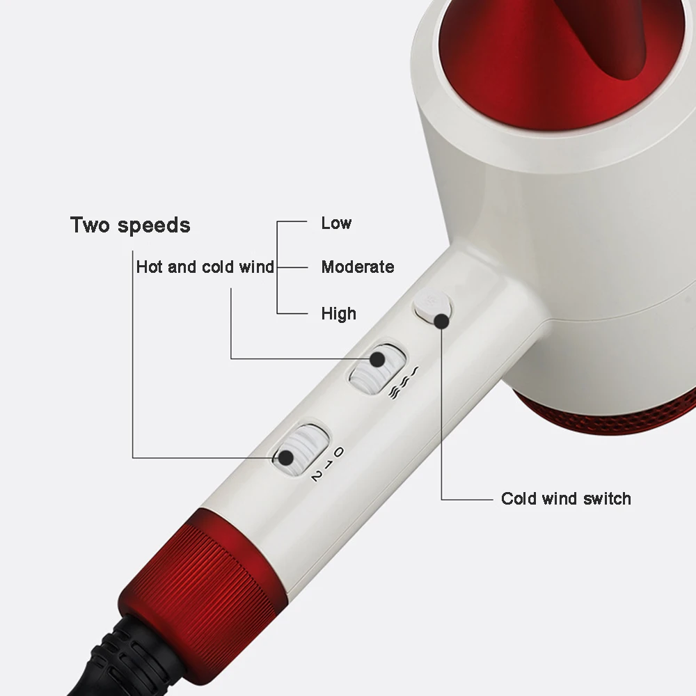 Фен для волос с функцией горячего и холодного воздуха 2 скорости 3 режима|Фены
