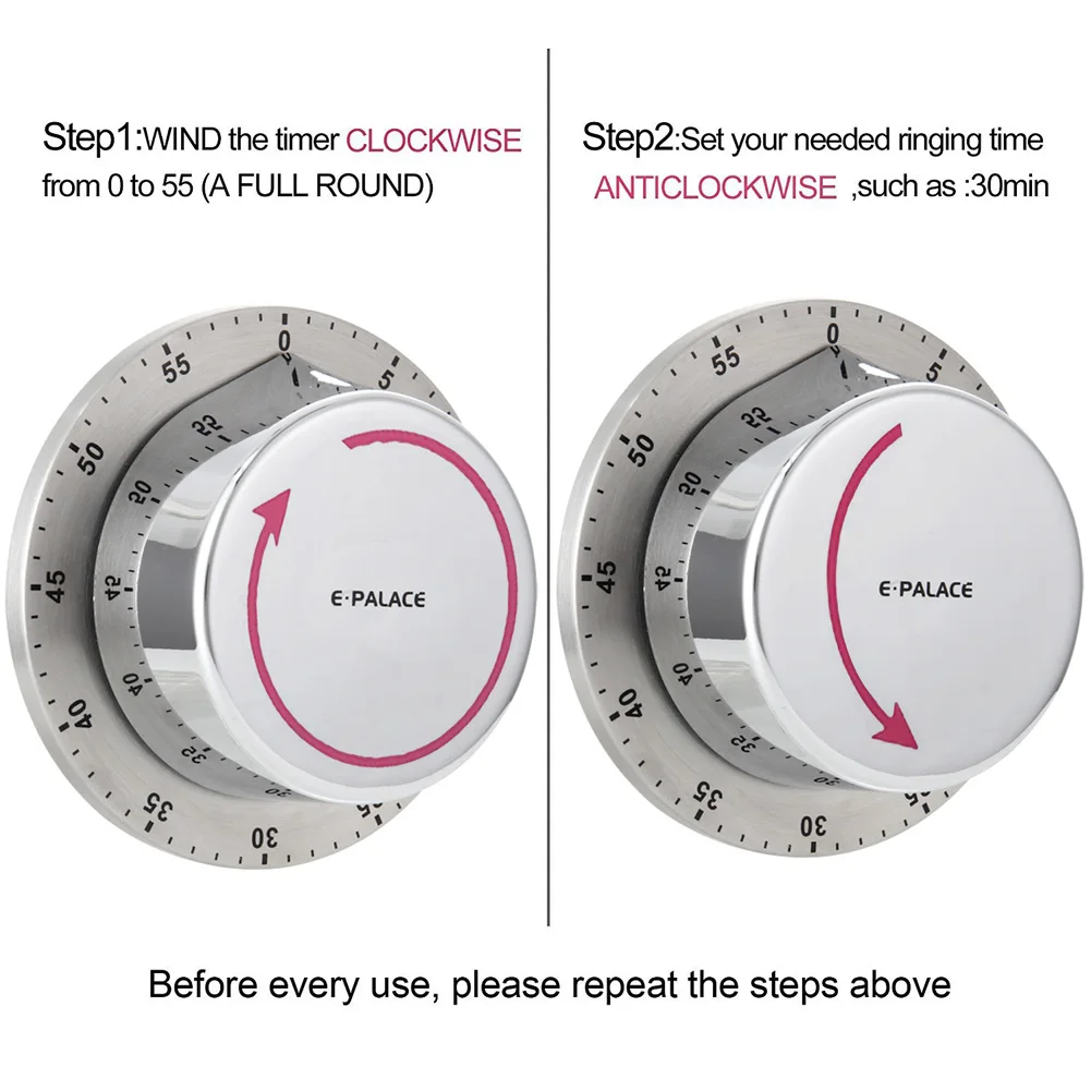 

Kitchen Cooking Timer With Magnet Manual Loud Alarm Sound Home Baking Washing Mechanical 60 Minutes Countdown Timers FHJ889