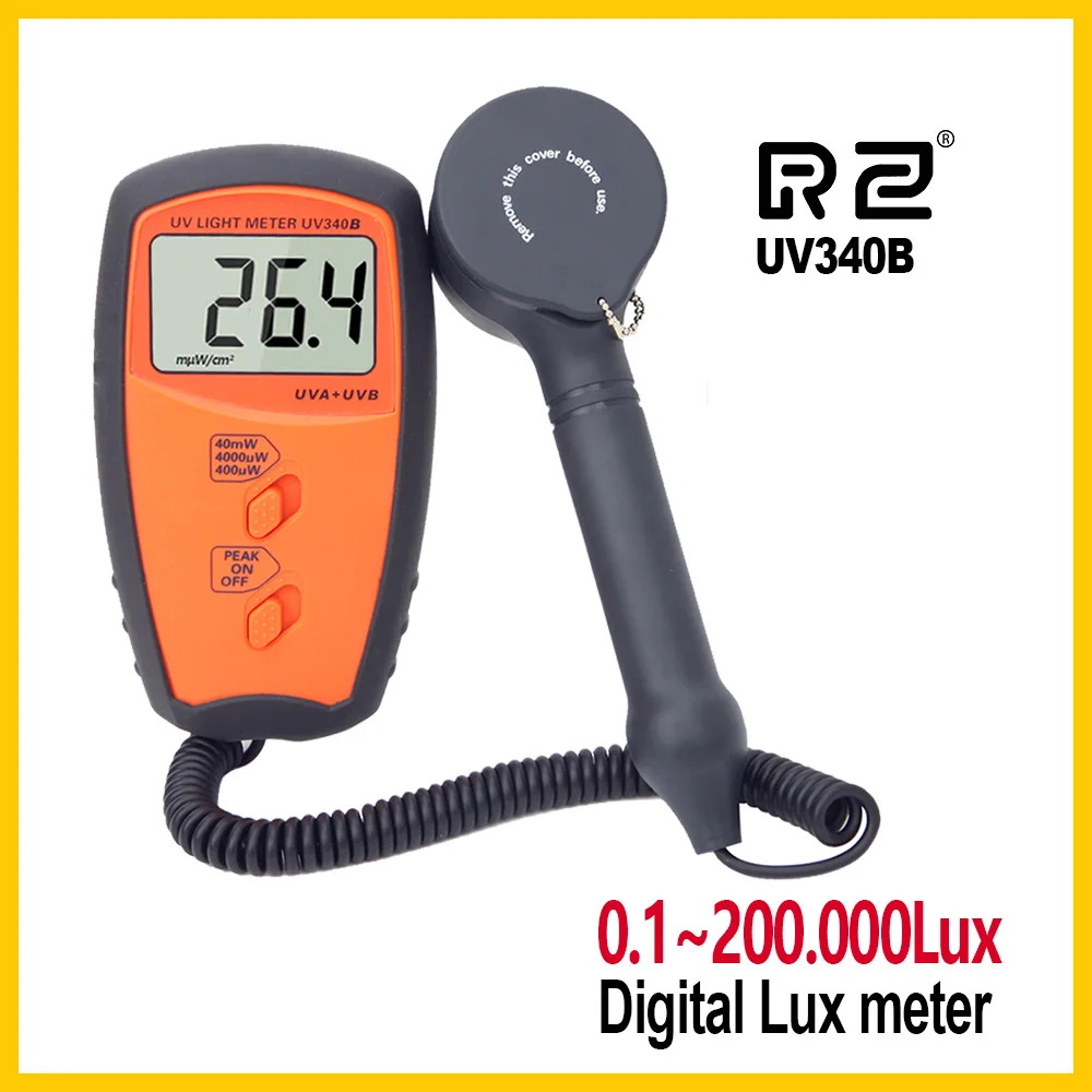 נייד דיגיטלי UV אור מטר כף יד UVA UVB עוצמת למדוד Tester Luxmeter חיצוני אור Radiometes Luxmeter UV340B