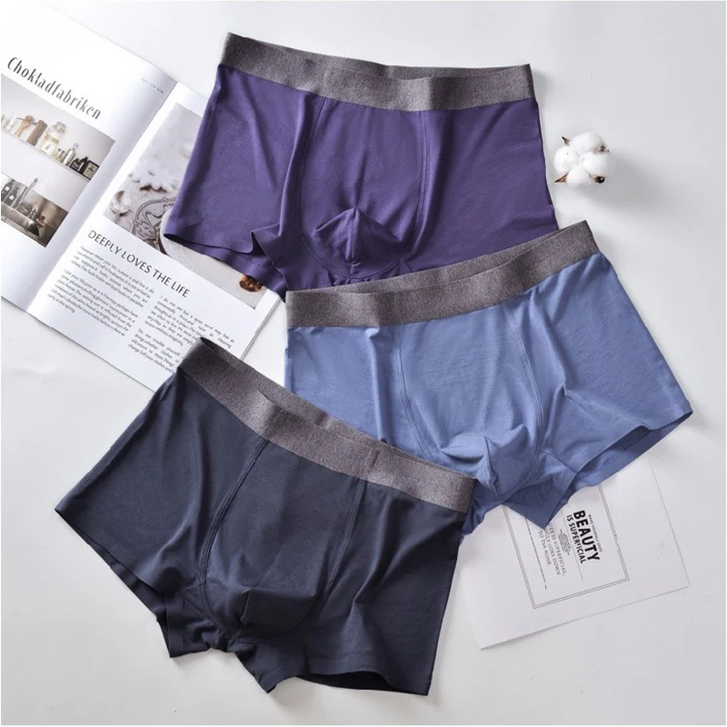 modal men underwear pants Modal seamless comfortable breathable solid color 3 packs | Мужская одежда