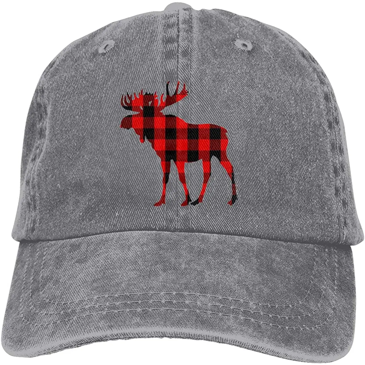 

Buffalo Plaid Moose Unisex Soft Casquette Cap Vintage Adjustable Baseball Caps