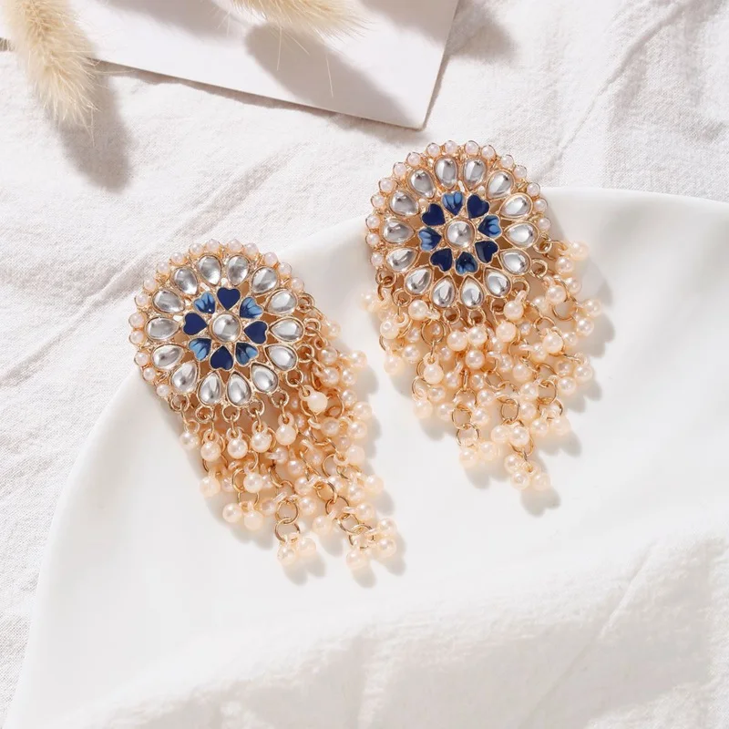 Женские классические серьги Jhumka большие индийские свадебные с цирконом