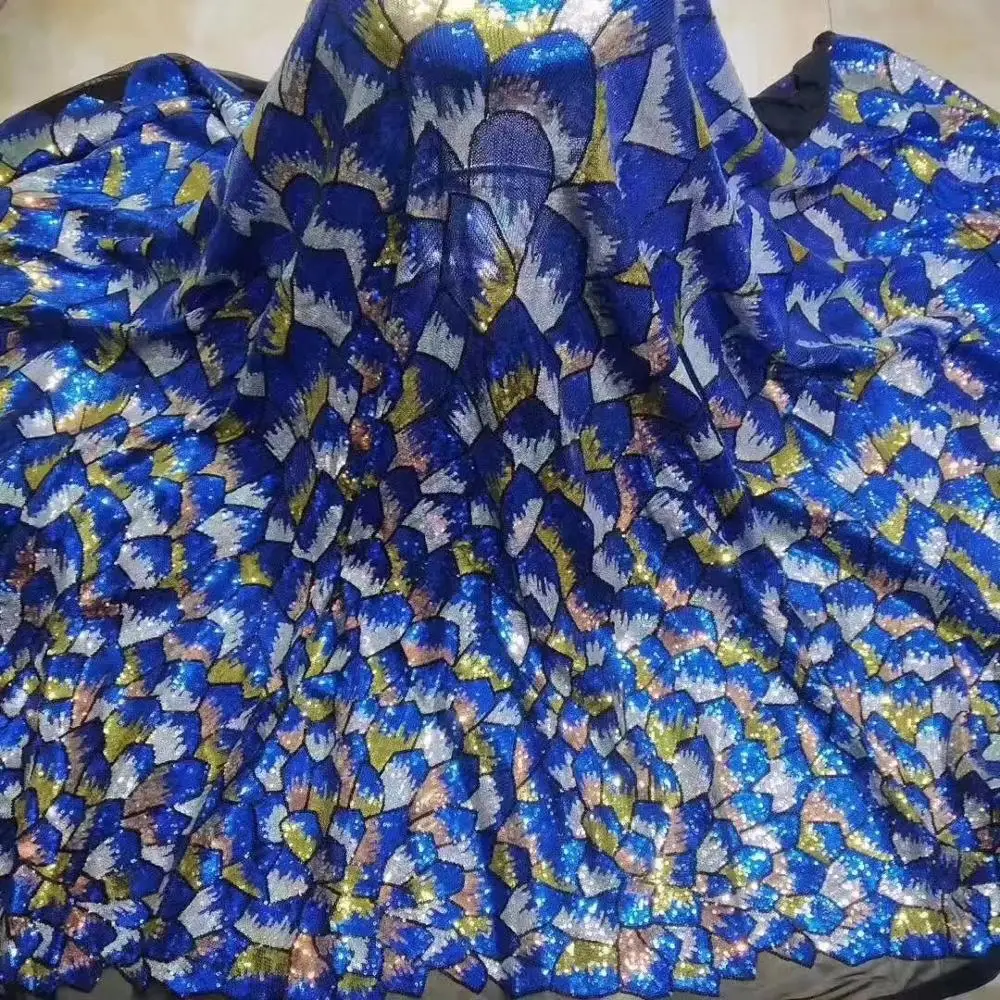 8 цветов (5 ярдов/шт.) блестящая африканская кружевная ткань с блестками