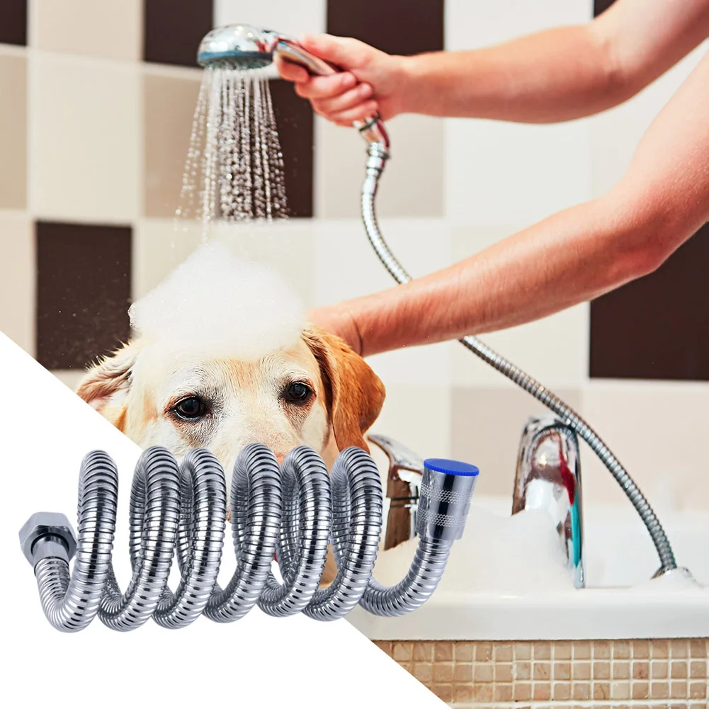 

Fittings Shower Holder Water Pipe 1.2m Stainless Steel Hose Explosion-proof Double Buckle Tube Bathroom Accessory