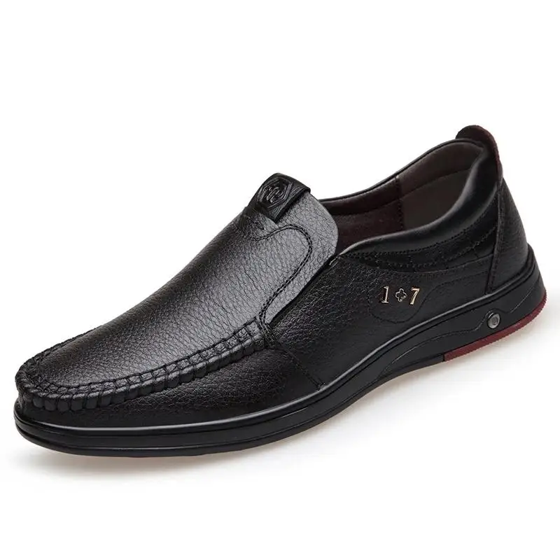 

Men's Genuine Leather Shoes Nice Spring Poply Size 38-47 Head Leather Soft Anti-Slip Driving Shoes Male Leather Footwears