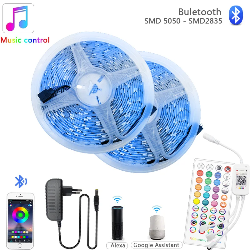 Bluetooth Музыка SMD 5050 2835 5 м 10 15 светодиодный светильник водонепроницаемая