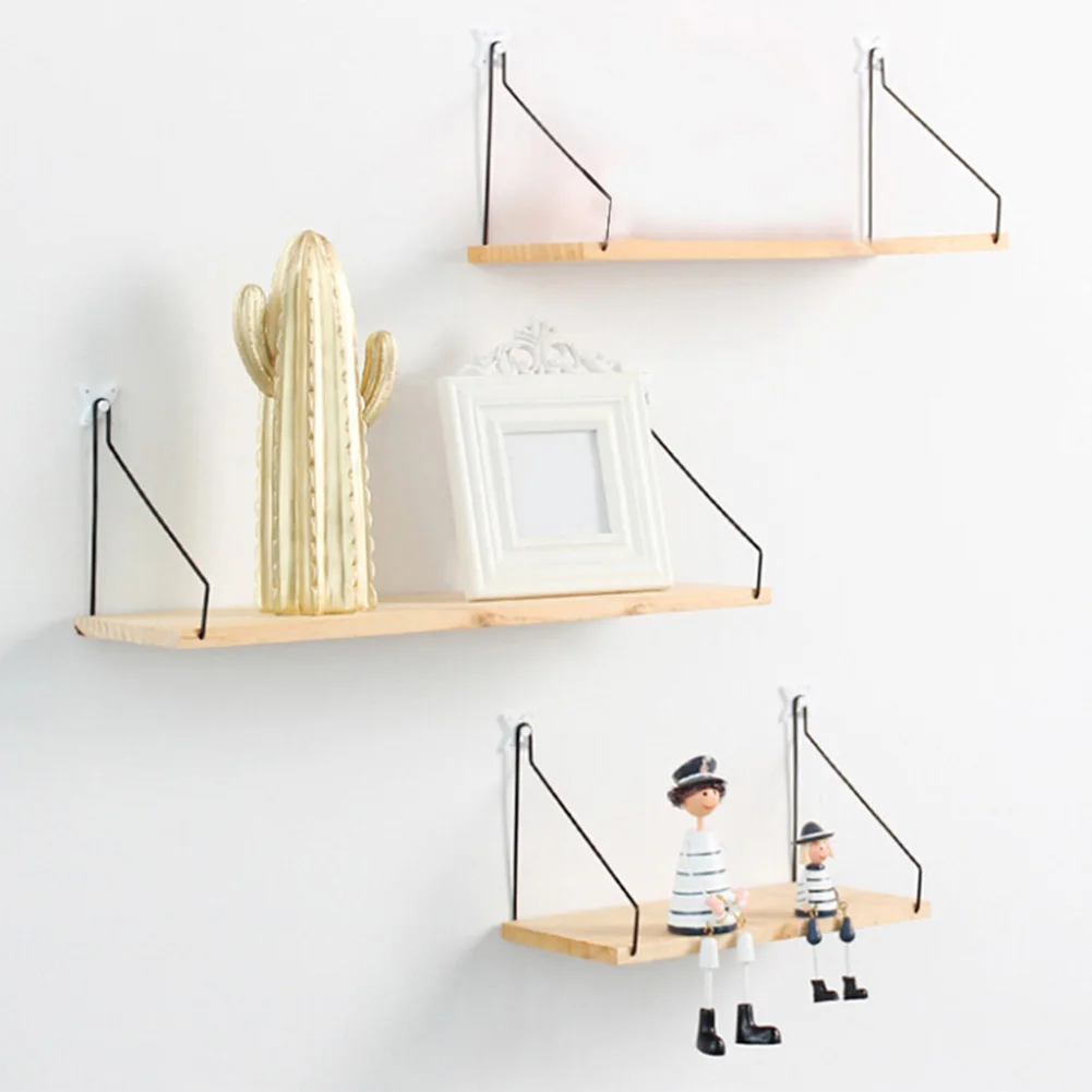 Floating Shelves Wall Mounted Iron Storage Nordic Solid Wood Home Living Room Bedroom Rack Finishing | Дом и сад
