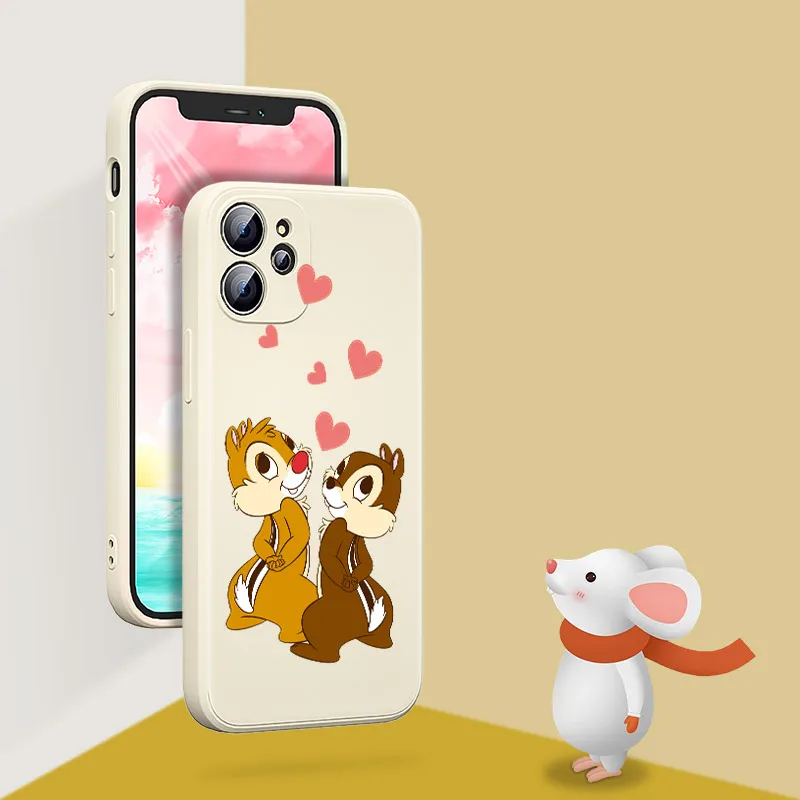 Мягкий чехол из жидкого силикона с милым чипом и Дейлом для Apple IPhone 13 12 Mini 11 Pro XS MAX XR