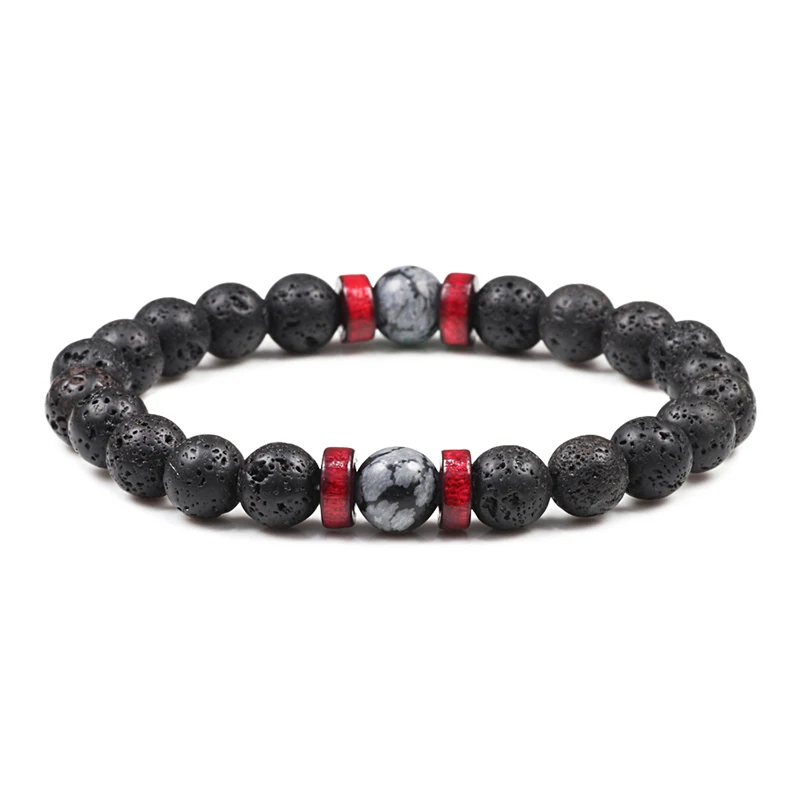 

Trendy Men Bracelets 8mm Natural Lave Stone Beads Bracelet&Bangle Men Simple Handmade High Quality Elastic Pulsera Jewelry Gifts