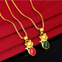 hi 2 pcslot women 24k gold fox shape pendant necklace for party jewelry with box chain choker birthday gift girl sporty