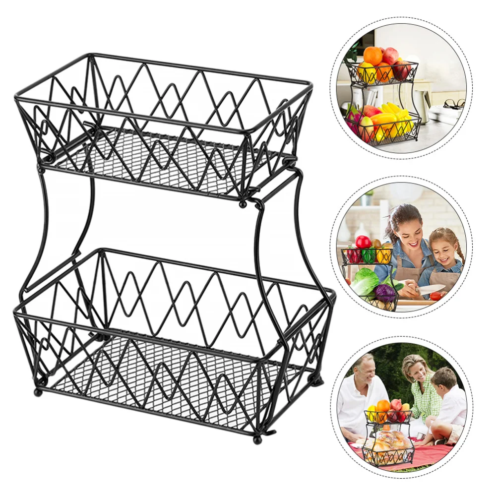 

2-Tier Fruit Basket Detachable Fruit Holder Kitchen Storage Baskets Stand