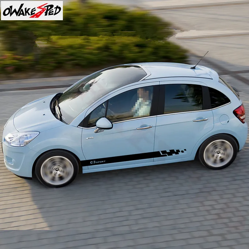 2PCS Auto Vinyl Decals Car Door Side Stripes Skirt Decor Sticker For-Citroen C3 Sport Styling Accessories Stickers | Автомобили и