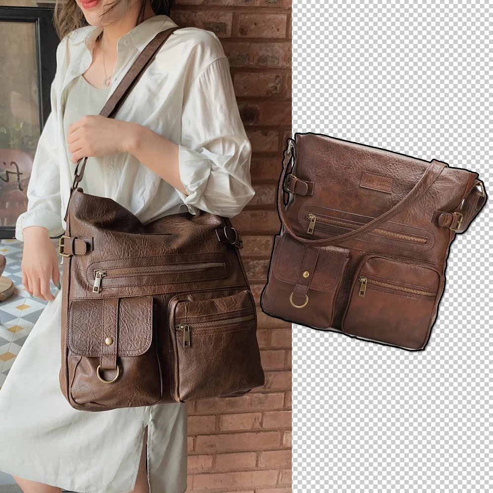 bag women's handbag PU leather messenger hobos shoulder bags for women big tote crossbody large zipper female Retro | Багаж и сумки