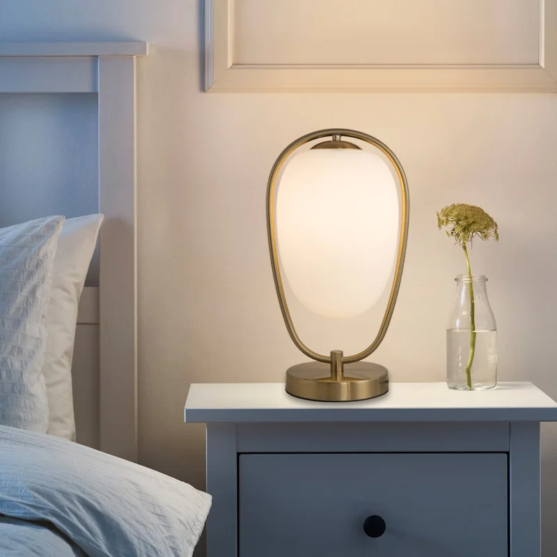Simple Nordic Creative Glass Table Lamp Designer Sample Art Bedroom Lights Living Room Cafe Shop LED White Lighting | Освещение
