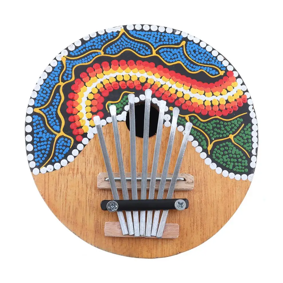 Пианино для большого пальца 7 клавиш Kalimba цветной рисунок КОКОСОВАЯ СКОРЛУПА
