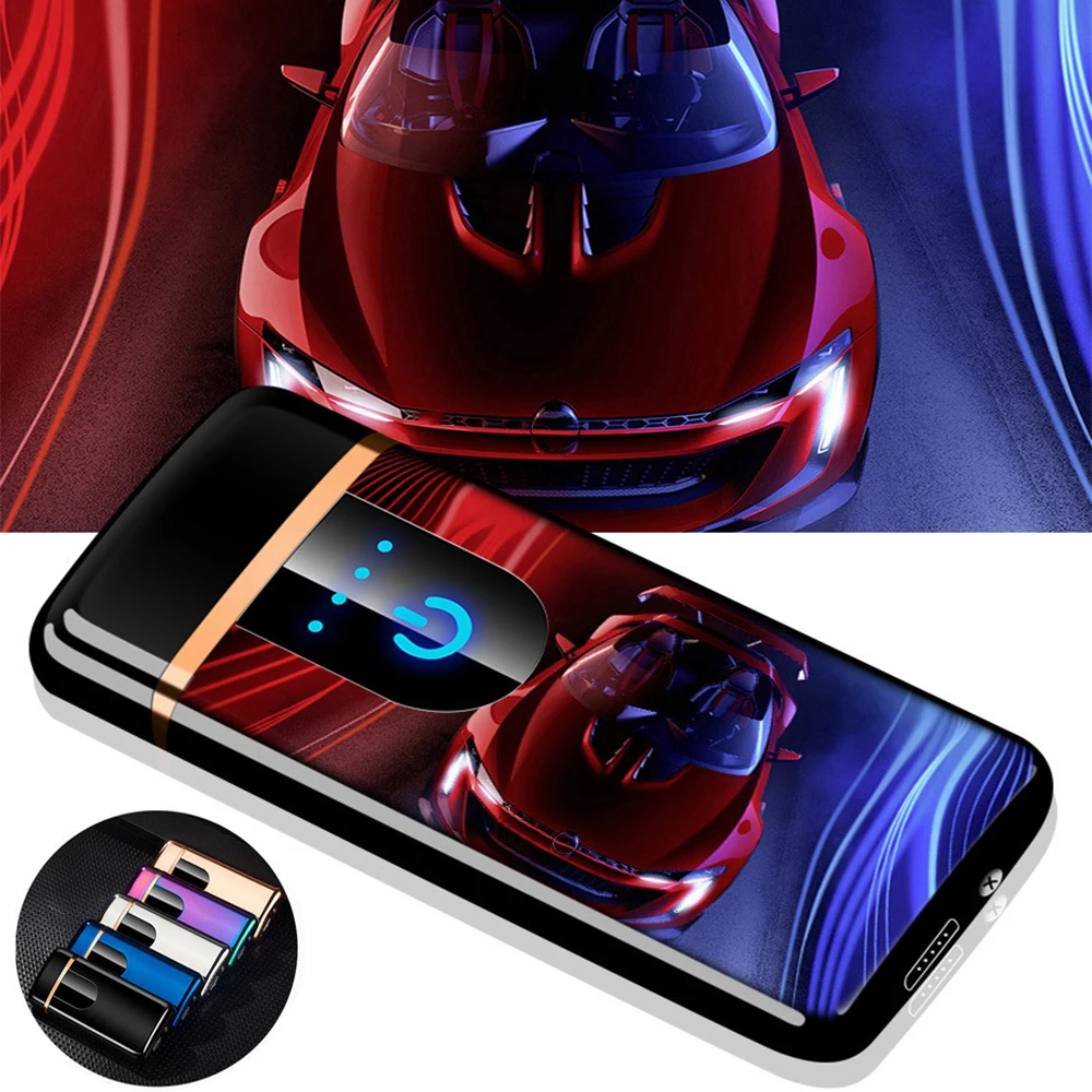 Smart Touch сенсор USB перезаряжаемая двойная дуга беспламенная плазменная электрическая зажигалка датчик отпечатков пальцев Светодиодный дисплей питания