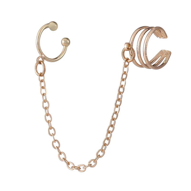 

1 Piece Crystal Ear Cuff Clip Chain Tassel Clip On Earrings for women Silver Color Korea Jewelry Femme New Earcuff