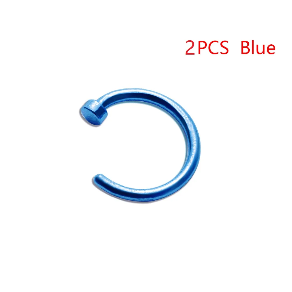Blue 2 шт тонкий череп голова нос винт шпилька ноздри обруч крошечные нос шпильки кольцо гвоздь нержавеющая сталь Нос гвоздь ухо пирсинг ювелирные изделия - Окраска металла: Blue