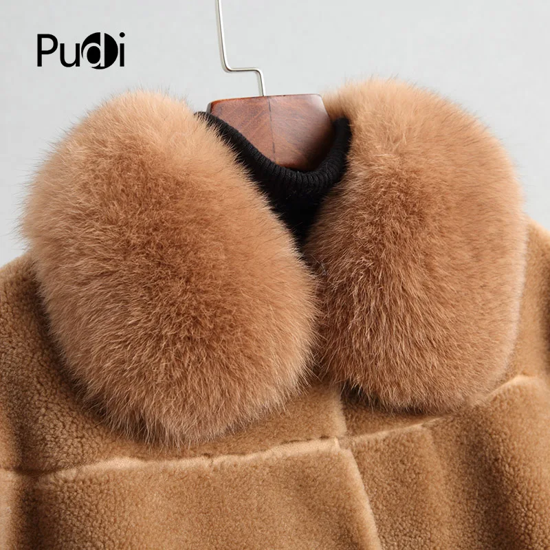 PUDI A68422 Женское зимнее пальто из натуральной шерсти теплая куртка с натуральным мехом пальто для девочек Женская длинная куртка пальто