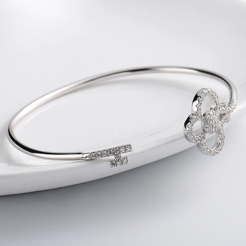 

Korean edition key opening adjustable bracelet shiny heart crown inlaid personality bracelet sweet female jewelry4