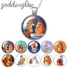 Disney леди и Бродяга собаки круглые стеклянные кабошоны разрисованные изделия из стекла с серебряным покрытиемКристалл ожерелья с подвесками, ювелирное изделие, подарок