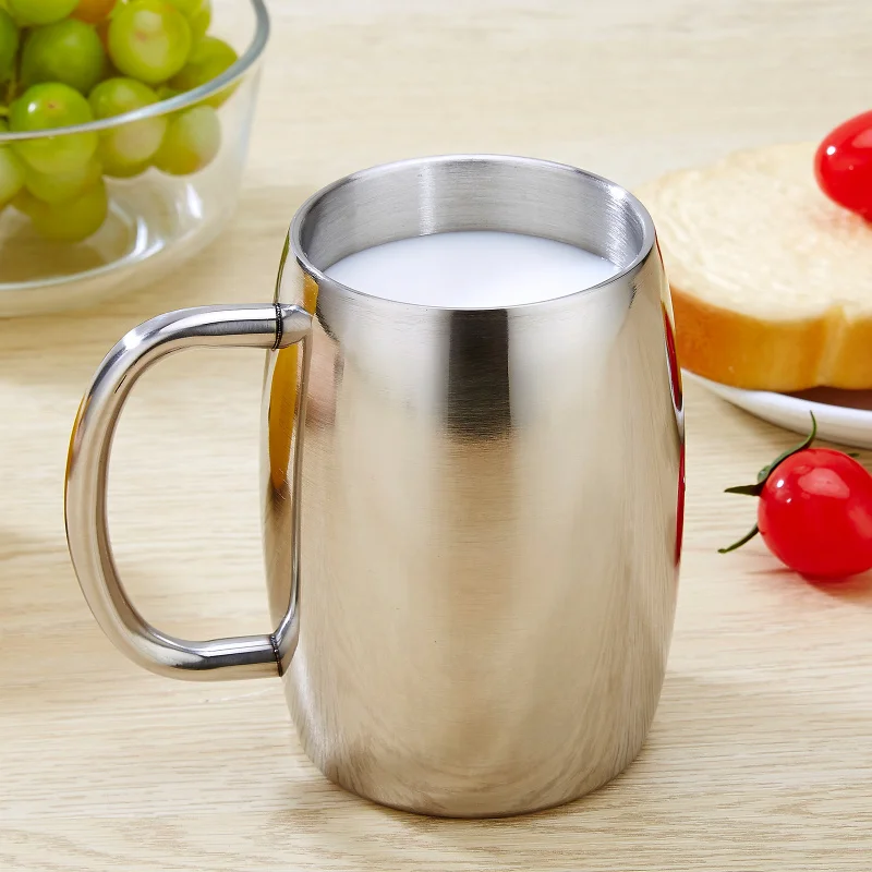 500 мл Изолированная кофейная кружка с ручкой из нержавеющей стали двойными