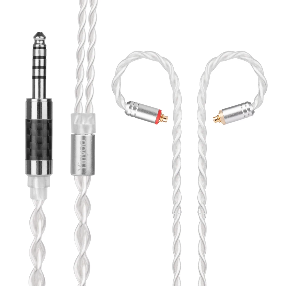 HOT! Yinyoo 7N Pure Silver Cable 2.5/3.5/4.4mm Balanced Cable With MMCX/2pin Connector For LZ AS10 ZS10 C10 C16 C12 V80 V90