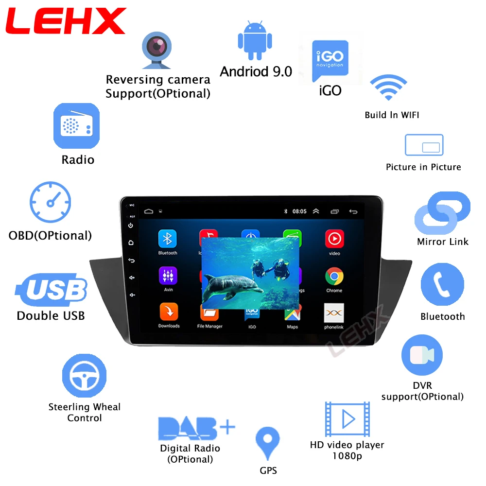 Автомагнитола LEHX для BMW X1 E84 мультимедийный плеер 2DIN с 10 &quotэкраном Android 9 0