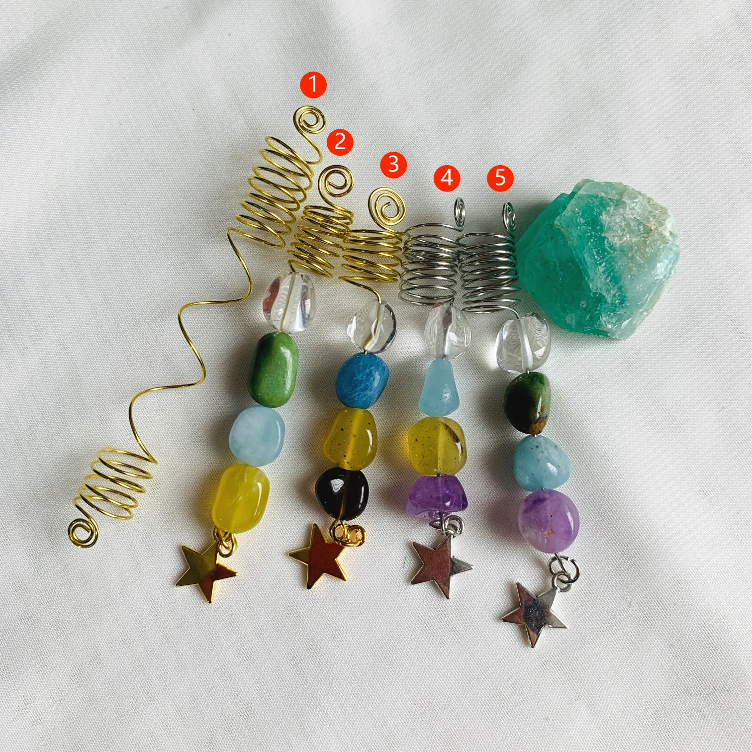 Кольцо для волос с натуральным кристаллом красочные хрустальные бусины плетеные