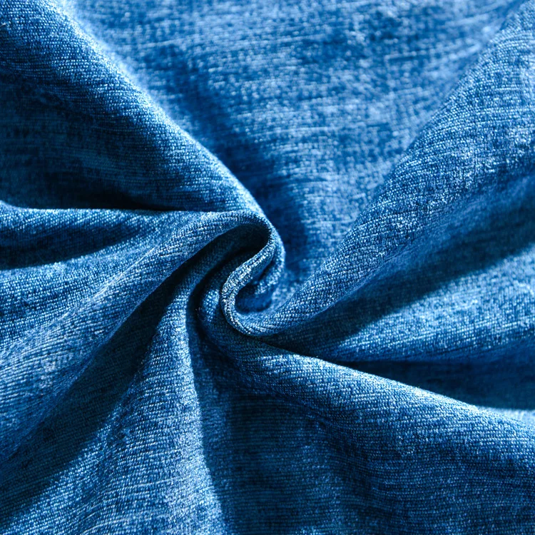 

Blue Chenille Embroidery Veil Curtains for Living Dining Room Bedroom European Window Screen Finished Product Customization