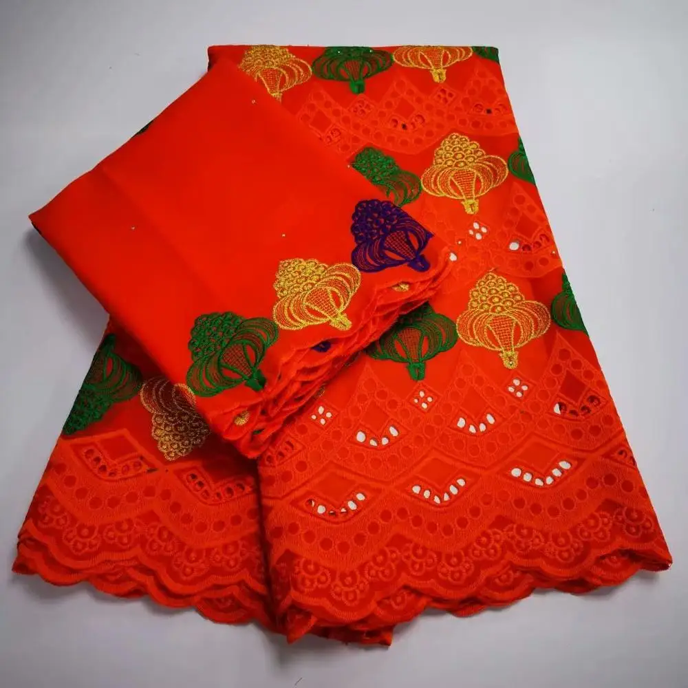 

Elegant Party Dress Material Royal Blue African Cotton Lace Matching With 2Y Swiss Voile Material YCV95