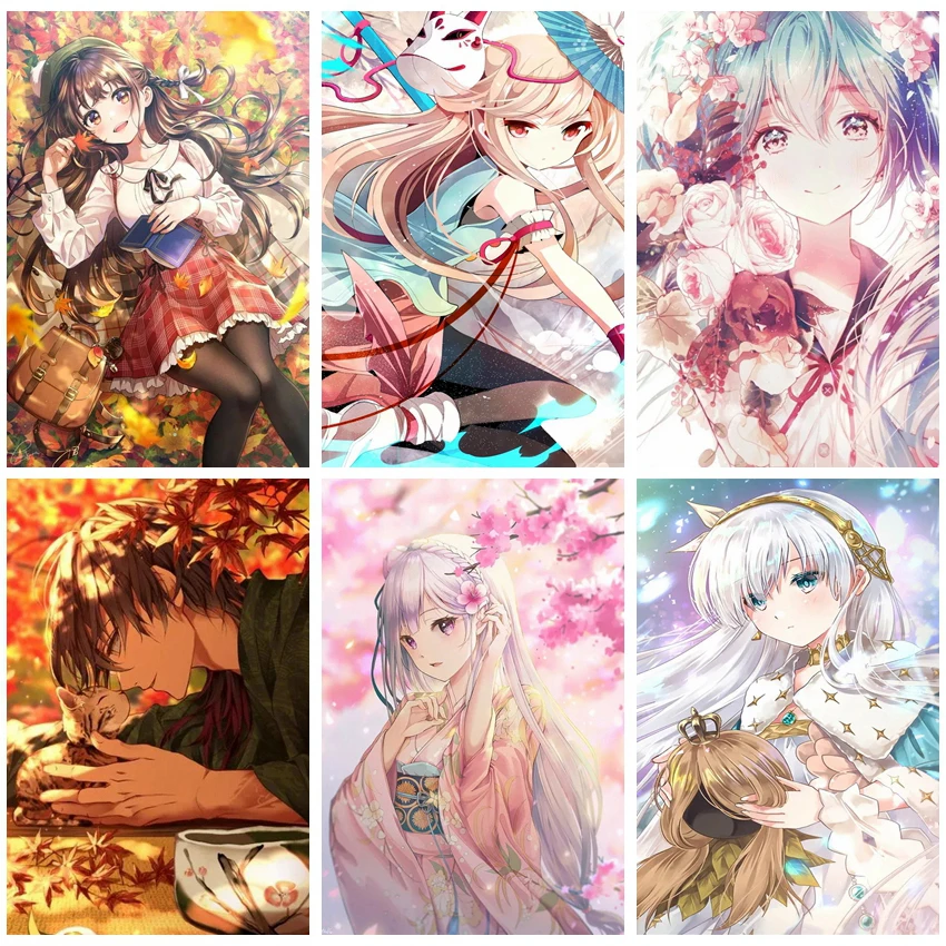 

5D DIY Cartoon Anime Girl Diamond Painting Full Drill Embroidery Cross Stitch Needlework Mosaic Home Decor Craft Christmas Gifts