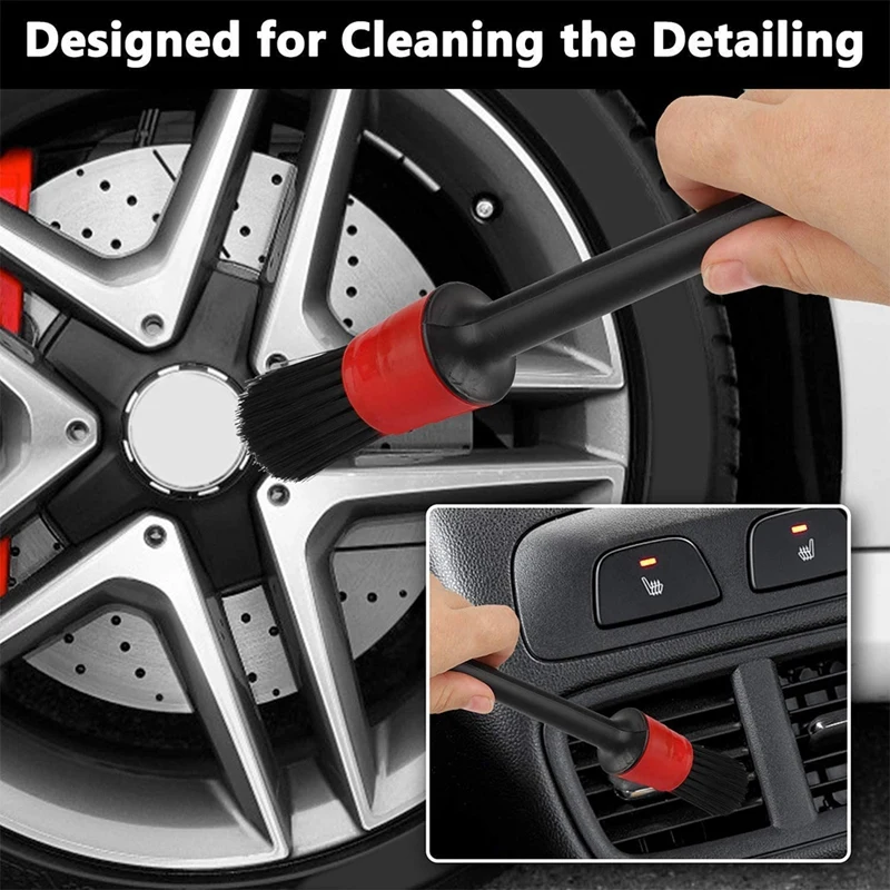 

20 Pieces Auto Detailing Brush Set - 5 Different Sizes Mixed Fiber Plastic Handle Automotive Detail Brushes