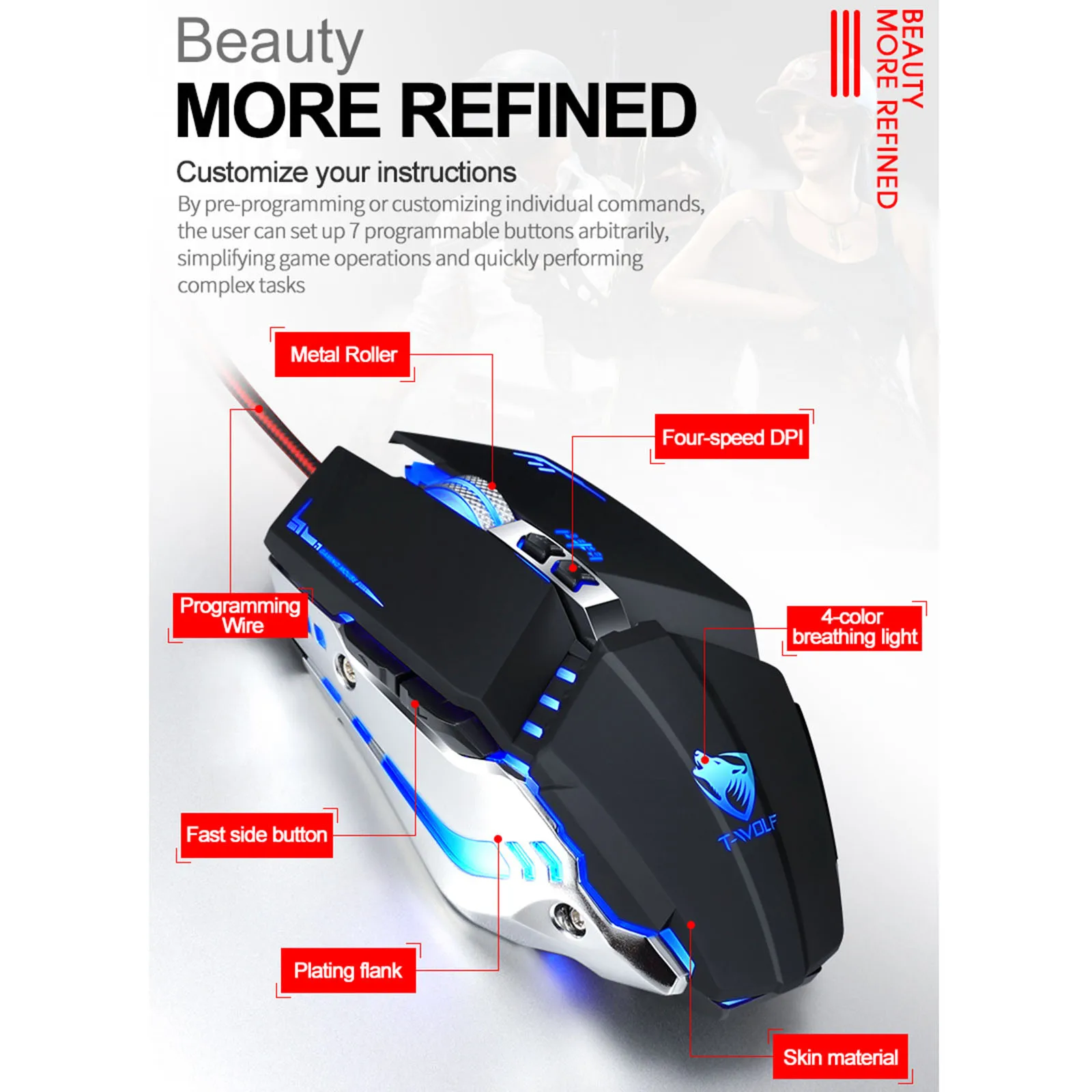 A4tech кровавый V 7 USB 3D проводной мыши 3200 Точек на дюйм оптическая игровая Мышь