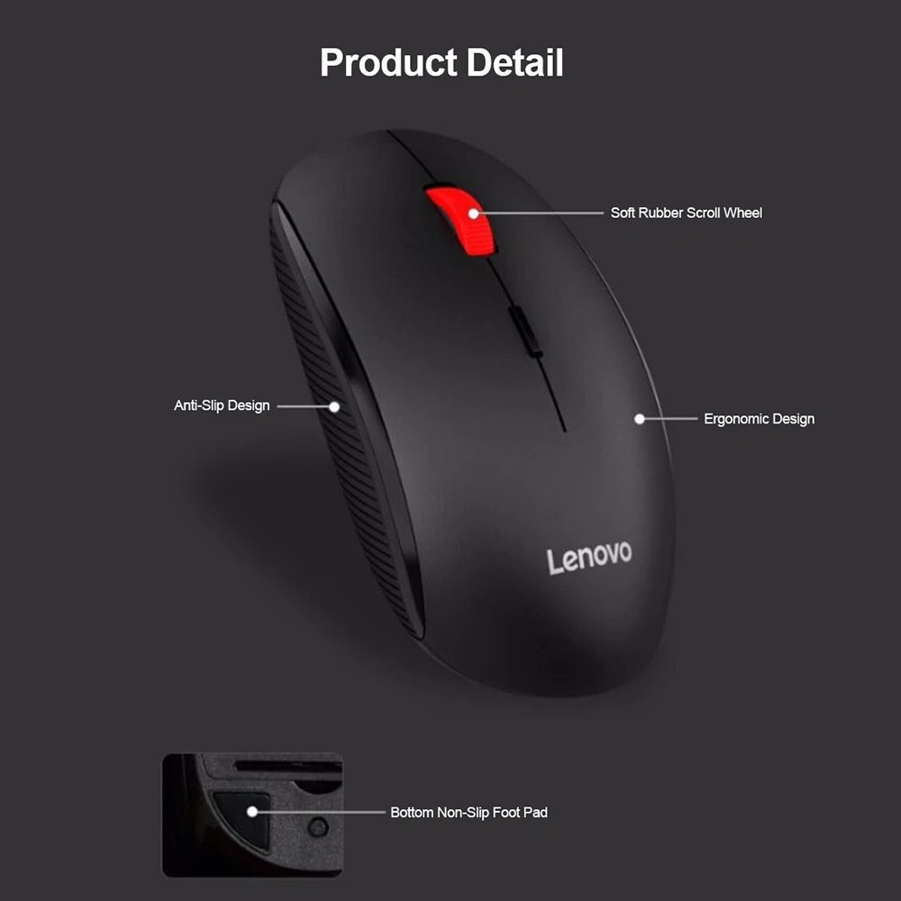 Lenovo N911 Pro 2 4G беспроводная мышь 1000 точек/дюйм нажатием одной кнопки сервис