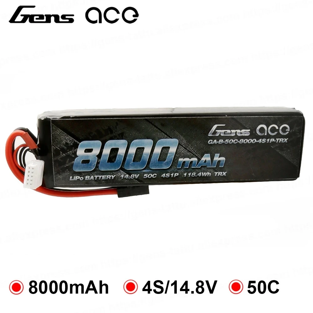 

Gens ACE 10000mAh 8000mAh Lipo 4S Battery 50C Power for Traxxas E-maxx 1/8 1/10 Car Buggy Truggy Gens ace 8000mAh Lipo 4S Hardc