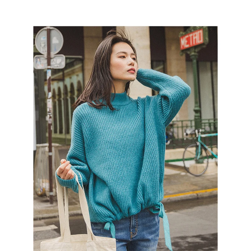 INMAN зима 2019 Новое поступление трикотажный Женский пуловер с рукавом-крылышком и