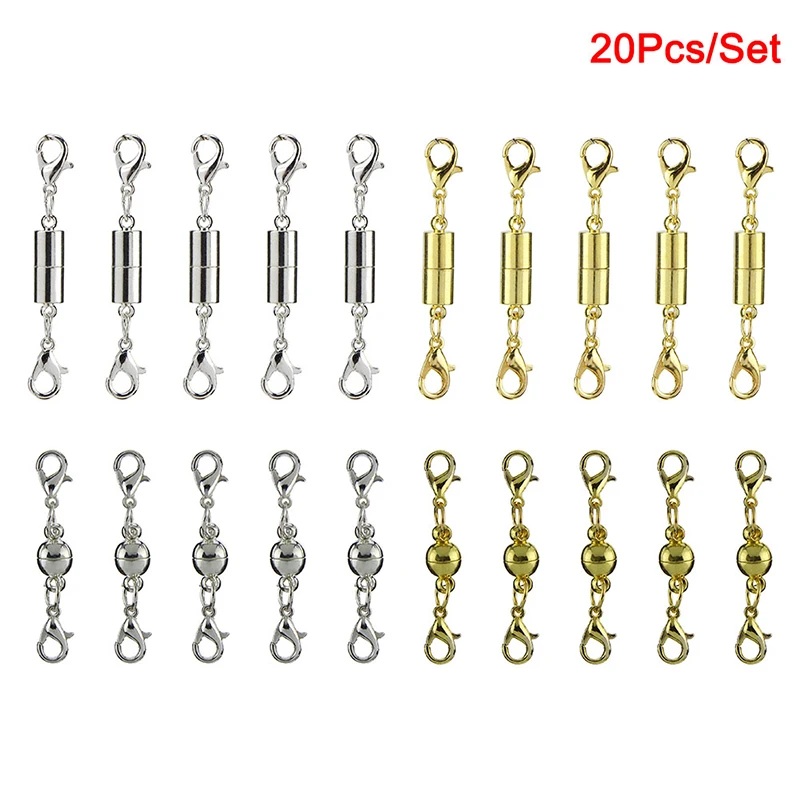 

20Pcs Silver Gold Magnetic Clasp Hook for DIY Bracelet Necklace Jewelry Making