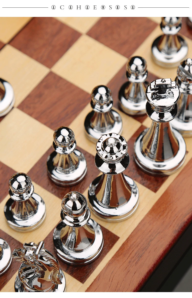 

Luxury Gift Design Chess Game Board Set Metal Family Table Chess Game Accessories Small Xadrez Tabuleiro Jogo Adult Games DL60XQ