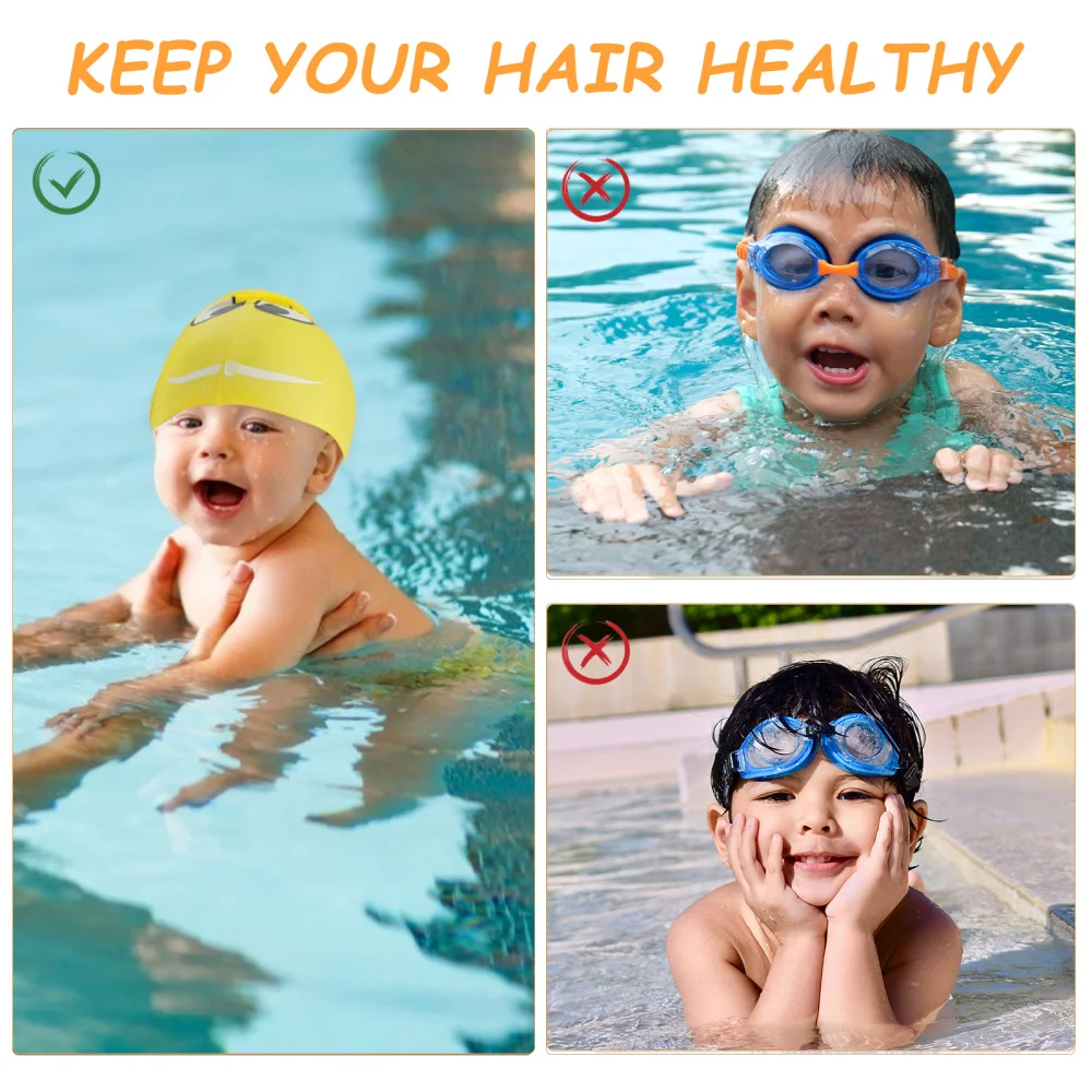 

3pcs Cartoon Fish Pattern Silicone Swimming Hat Kid Swim Cap Bathing Cap