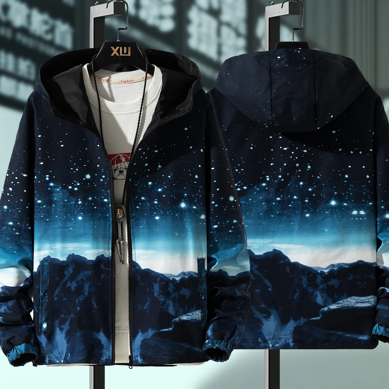 

"Куртка мужская мода; Сезон весна-осень; Мужская модная повседневная Уличная одежда с капюшоном большой Размеры одежда ветровка пальто мужс...