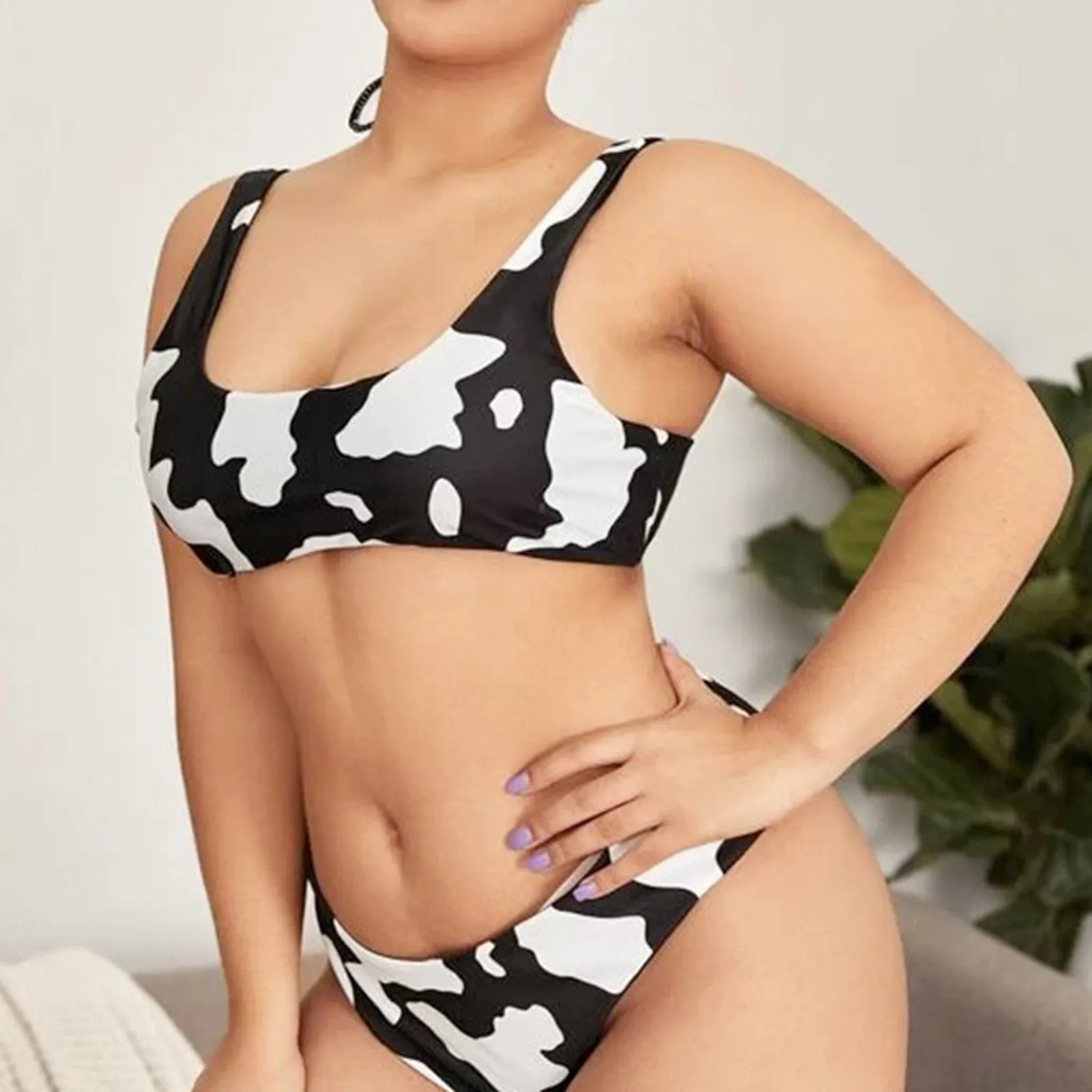 

Sexy Bikini Mujer 2021 New Cow Print Swimsuit Women Two Pieces Push Up Biquini Brazilian Swimming Suit For Women Beach Swimwear