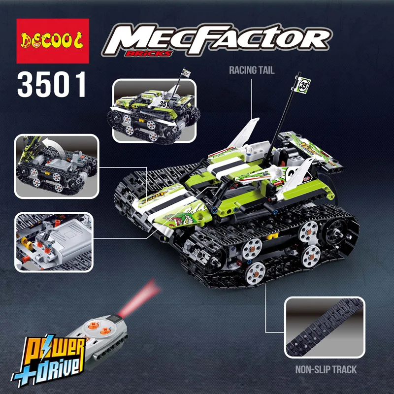Decool 3501 совместимый с legoinglys Technic автомобиль 42065 RC Гусеничный гонщик строительные