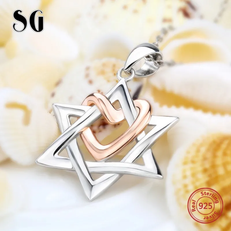SG 925 серебряный модный стиль Шестигранная цепочка кулон и ожерелье Модные