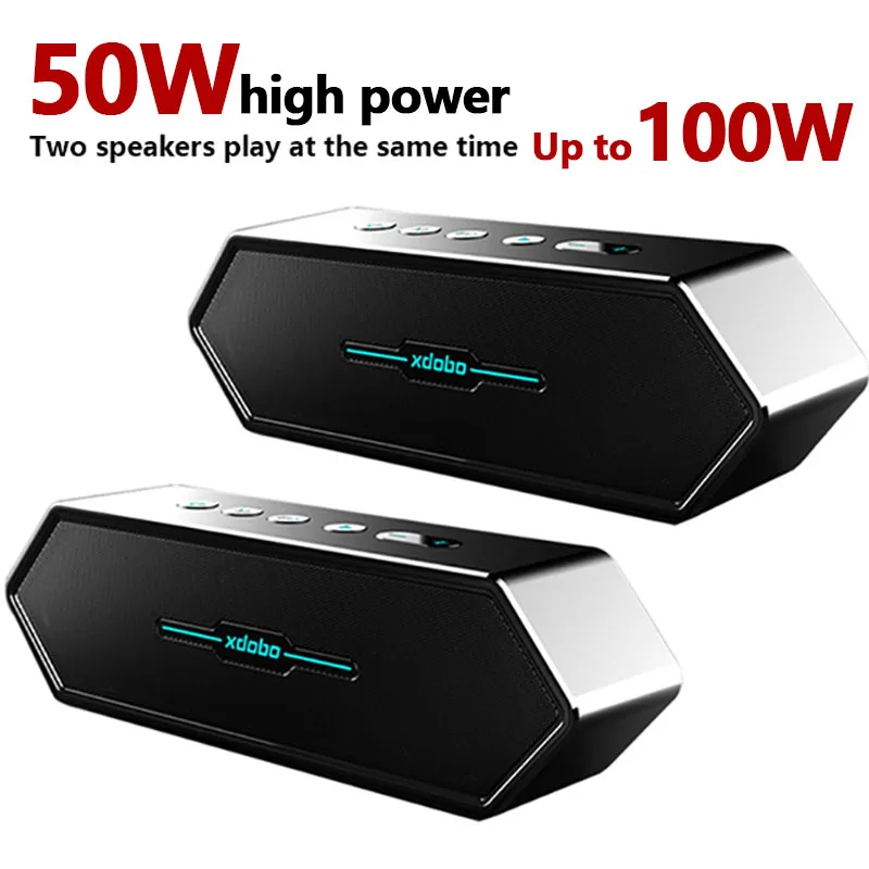 

XDOBO 50W High Power Portable Bluetooth Game Speaker TWS 100W Outdoor Waterproof Column DSP Bass Speakers Subwoofer Soundbar TF