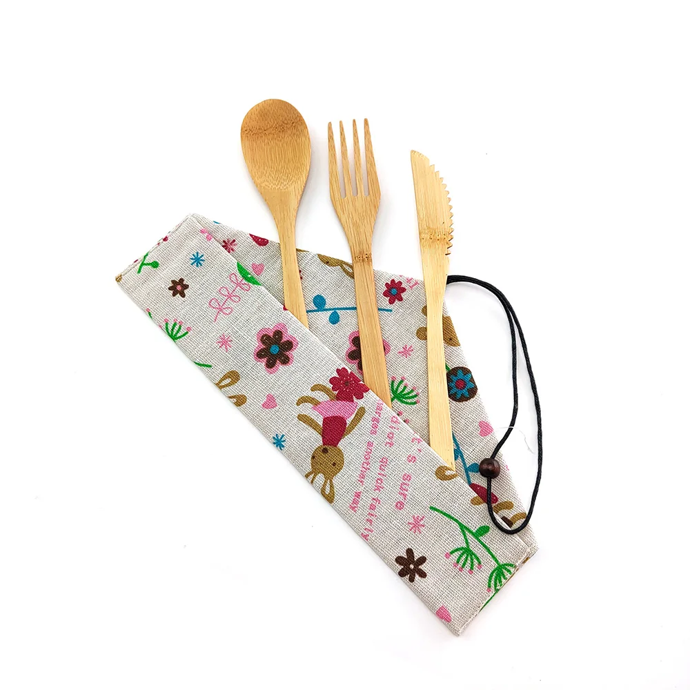

Bamboo Cutlery Set Bamboo Travel Utensils Include Knife Fork Spoon Zero waste