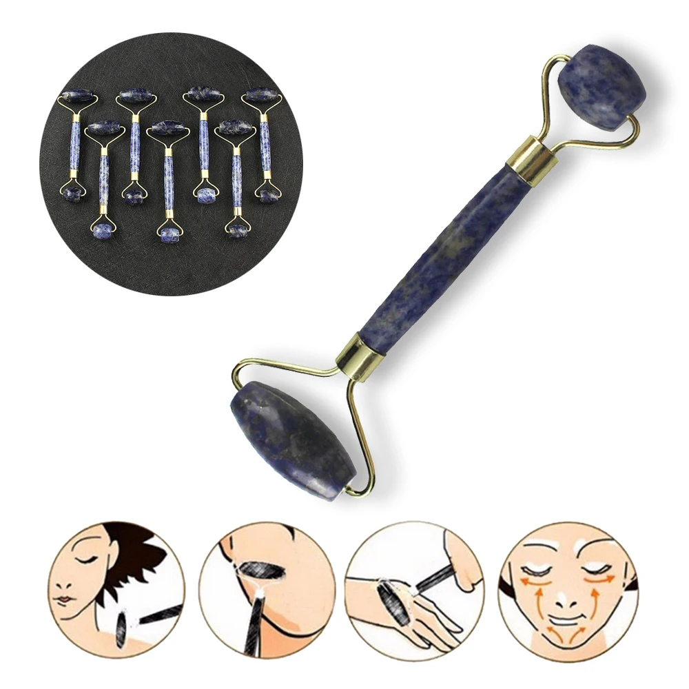 Массажный ролик для лица цветной натуральный Нефритовый камень гуаша доска